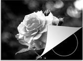KitchenYeah® Inductie beschermer 59x52 cm - Close-up van een roze roos in een rozentuin - zwart wit - Kookplaataccessoires - Afdekplaat voor kookplaat - Inductiebeschermer - Inductiemat - Inductieplaat mat