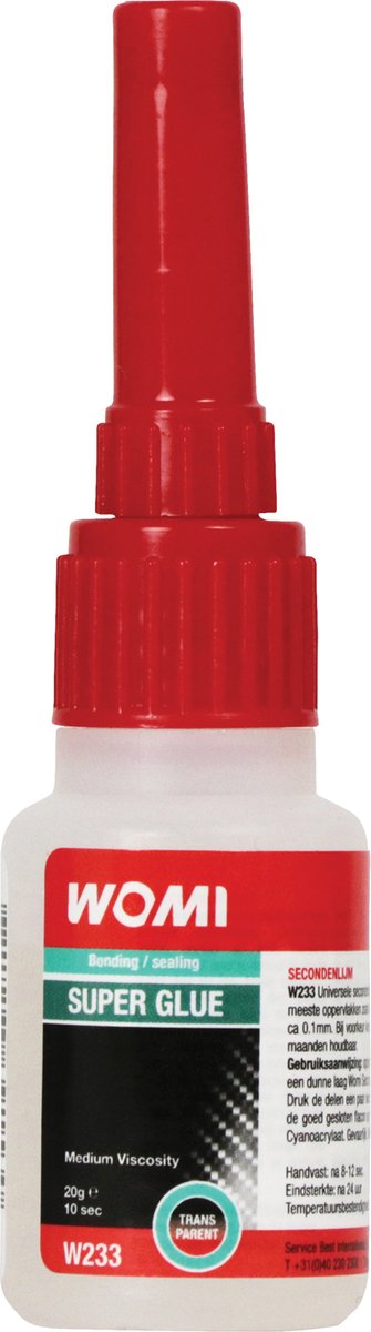 Womi W223 Secondelijm – 20 g Transparant – Sneldrogend – Sterke Hechting – Multifunctionele Reparatielijm