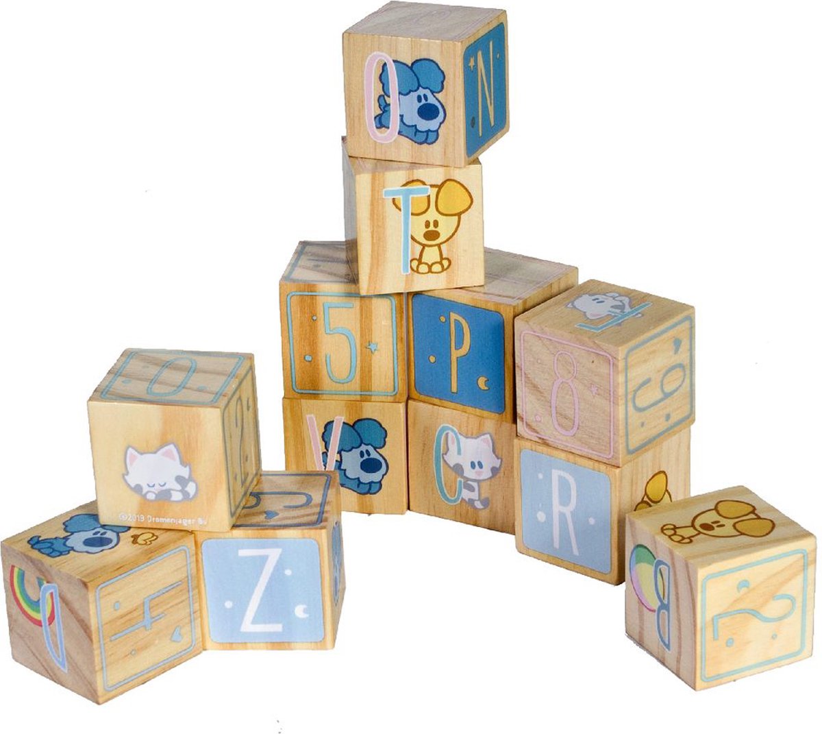 Woezel en pip - baby houten blokken - kraamcadeau - babyspeelgoed - cadeau 1 jaar