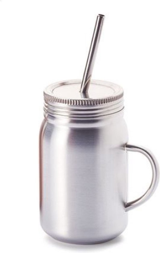 Mug Sam - Gobelet en inox avec paille et bouchon à vis