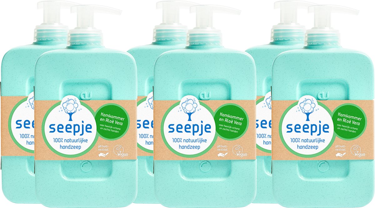 Seepje Handzeep - Komkommer en Aloe Vera - Natuurlijke Ingredienten - Voordeelverpakking – 6 x 300ML