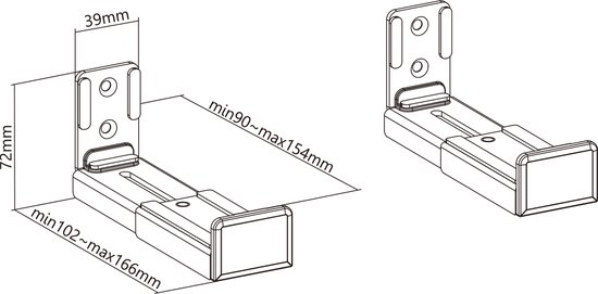 Maclean - Universele Soundbar Beugel - Muurmontage - Bevestiging verstelbare diepte 90 ~ 154 mm tot 15kg 2x Beugels Paar van Maclean — afbeelding 2