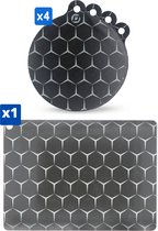 Dykemann® 4x rond & 1x rechthoek inductie beschermingsmatten - Anti-slip & bescherming tot 240° - kookplaat beschermer - Inductie matten - Zwart
