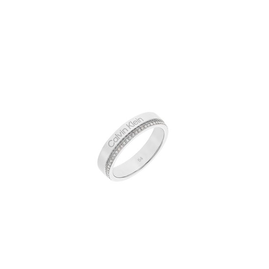 Calvin Klein CJ35000200B Dames Ring - Minimalistische ring - Sieraad - Staal - Zilverkleurig - 4 mm breed