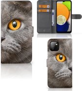Telefoon Hoesje Geschikt voor Samsung Galaxy A03 Book Case Britse Korthaar