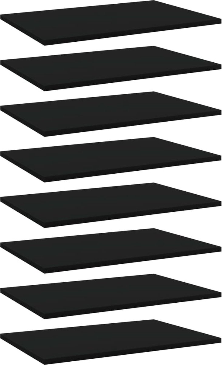 VidaLife Wandschappen 8 st 60x40x1,5 cm spaanplaat zwart