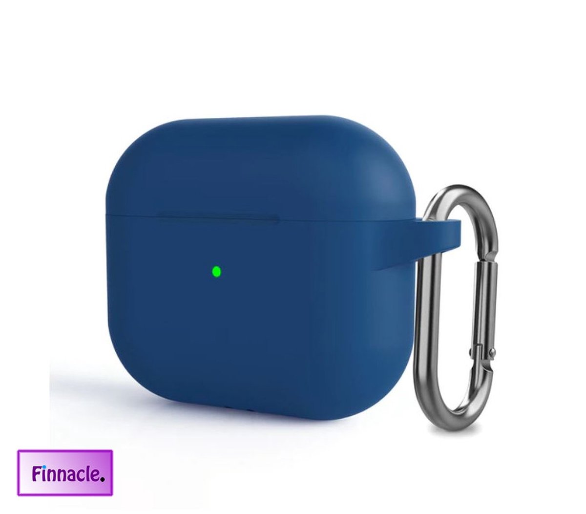 Finnacle - Hoesje geschikt voor Apple AirPods 3 met clip - Donker blauw - Beschermhoes - Siliconen - Case - Soft case