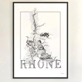 Poster zwart wit - Rhône - wijnposter - Frankrijk - wijn