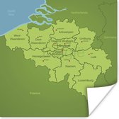 Poster Een illustratie van België met haar provincies - 30x30 cm