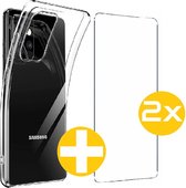 Hoesje en Screenprotector Combi Geschikt Voor Samsung Galaxy A72 - Transparant Hoesje + 2x Screenprotector