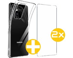 Hoesje en Screenprotector Combi Geschikt Voor Samsung Galaxy A72 - Transparant Hoesje + 2x Screenprotector