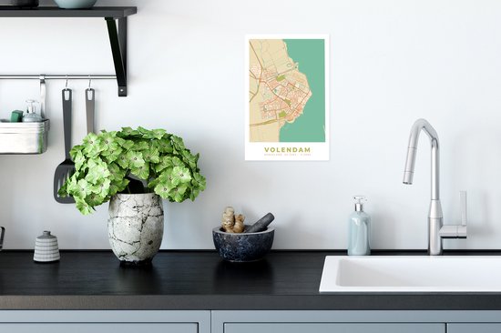 Poster Carte - Carte - Volendam - Plan de la ville - 20x30 cm