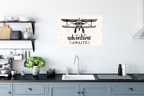 Affiche Proverbes - Citations - L'aventure vous attend - Avion - 60x40 cm