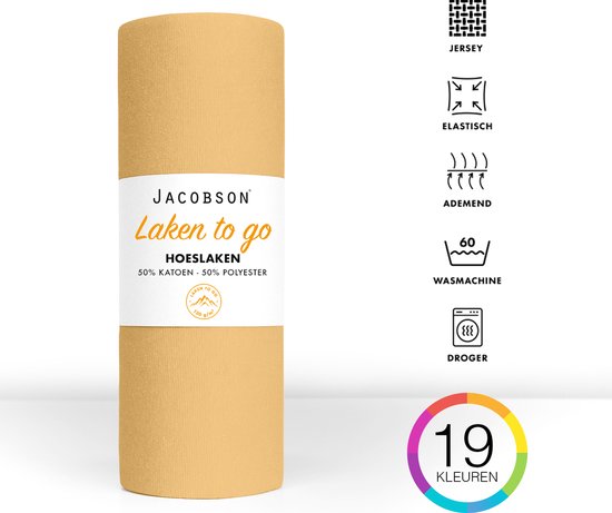 Jacobson - Hoeslaken - 90x200cm - Jersey Katoen - jusqu'à 25cm d'épaisseur de matelas - Beige