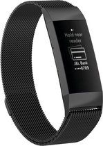 Milanees bandje - geschikt voor Fitbit Charge 3 / Charge 4 - maat S/M - zwart