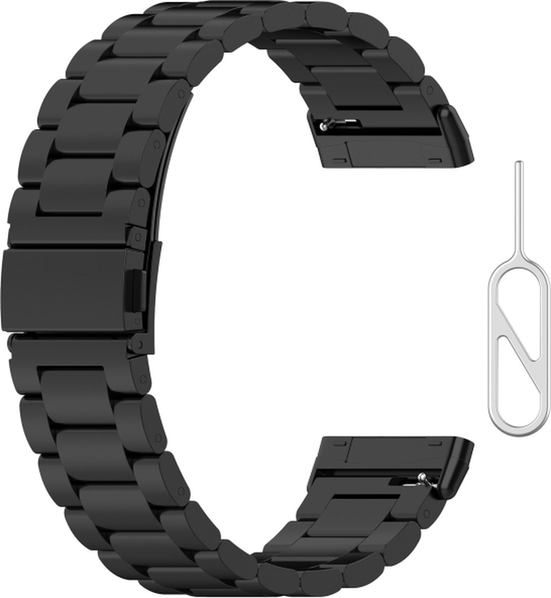 RVS bandje zwart geschikt voor Fitbit Versa 3, Versa 4 en Sense