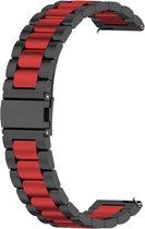 Stalen bandje - RVS - geschikt voor Huawei Watch GT / GT Runner / GT2 46 mm / GT 2E / GT 3 46 mm / GT 3 Pro 46 mm / GT 4 46 mm / Watch 3 / Watch 3 Pro / Watch 4 / Watch 4 Pro - zwart / rood