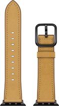 Bracelet en cuir (jaune-marron), adapté à toutes les séries Apple Watch avec boîtier de taille 42, 44 et 45 mm