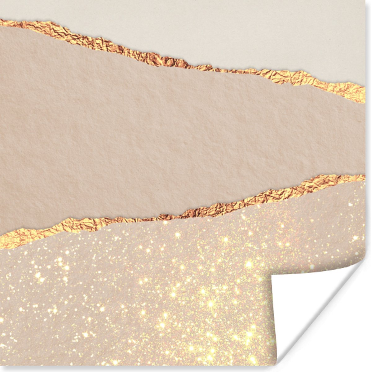 Poster Luxe - Goud - Glitter - Roze - 50x50 cm