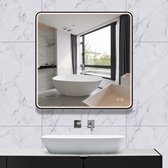 Summerlight - Miroir de salle de bain - Carré - 60x60 cm - Zwart - Miroir chauffant - Siècle des Lumières LED - Dimmable - Capteur tactile - Industriel