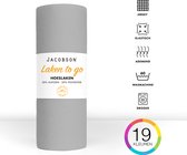 Jacobson - Hoeslaken - 200x200cm - Jersey Katoen - jusqu'à 23cm d'épaisseur de matelas - Gris