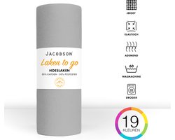 Jacobson - Hoeslaken - 200x200cm - Jersey Katoen - tot 23cm matrasdikte - Grijs