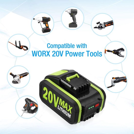 2 STÜCK MAX für Worx 20 V MAX 7,0Ah Akku WA3551.1, WA3572, WA3553