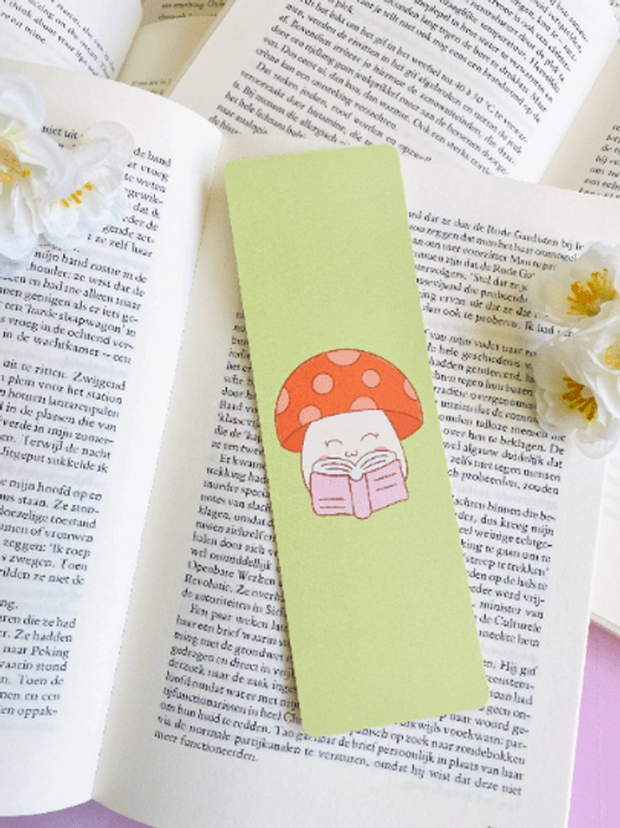 Groene paddenstoel boekenlegger - Bladwijzer - Bookmark - Lezen - Boeken