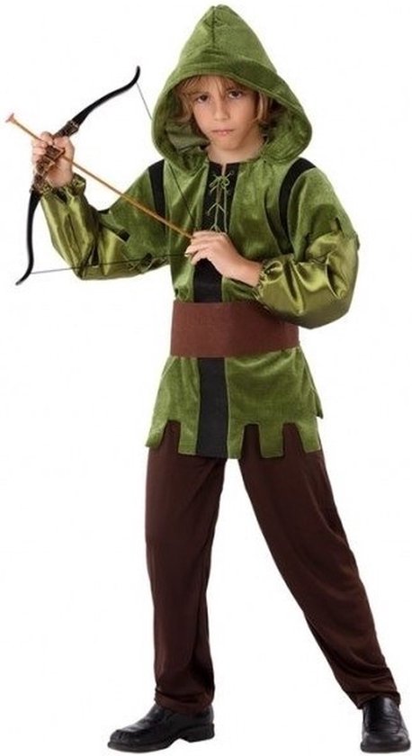 Robin Hood kostuum 3-delig - voor kinderen - Verkleedkleding - Carnaval - groen 116