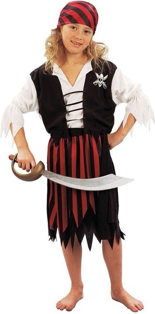 Voordelig piraten carnaval verkleed kostuum - voor meisjes - outfit - Piraat - Verkleedkleding 122/128
