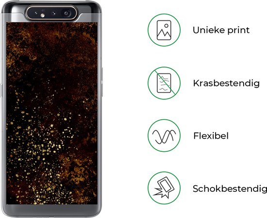 Coque Samsung Galaxy A80 - Or - Zwart - Rouille - Vintage - Étui de téléphone en Siliconen