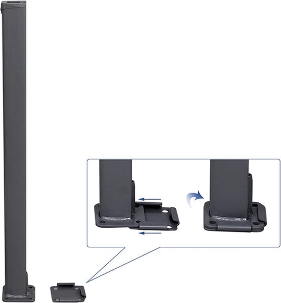 Hoppa! vloerbeugel uittrekbaar zonnescherm, bevestiging voor luifelpalen zijluifels met afdekking (Alleen vloerbeugel!)