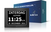 Krexs Dementia Clock - Horloge calendrier pour la démence - Horloge Alzheimer - Fonction d'alarme - Zwart