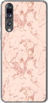 Geschikt voor Huawei P20 Pro hoesje - Marmer print - Rose goud - Patronen - Chic - Siliconen Telefoonhoesje