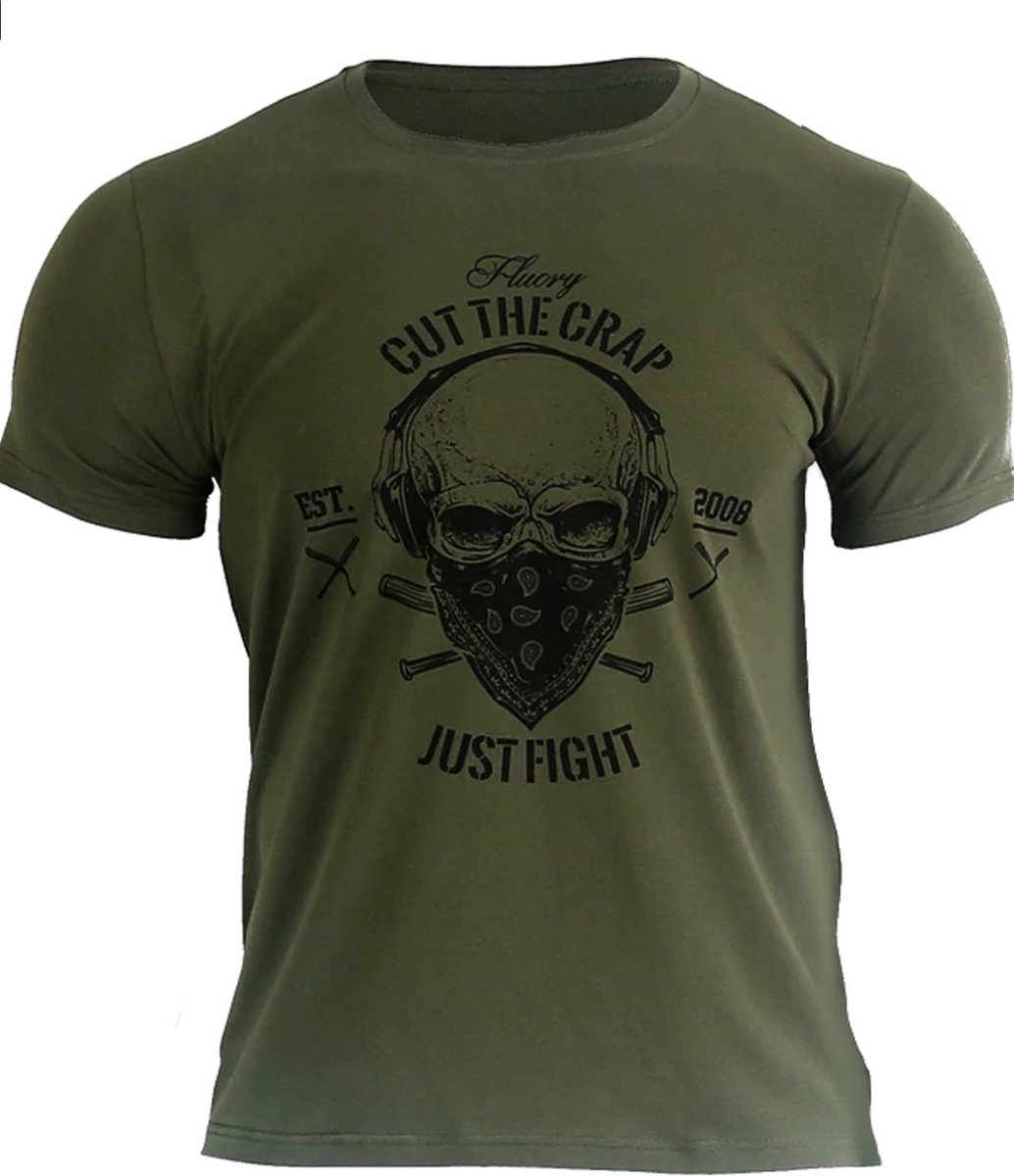 Fluory Cut the Crap Just Fight T-shirt Military Green maat XXL