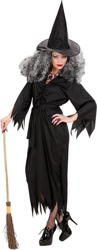 Widmann - Heks & Spider Lady & Voodoo & Duistere Religie Kostuum - Theatrale Zwarte Heks Kostuum Vrouw - Zwart - Small - Halloween - Verkleedkleding