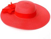 Rode dames hoed met strik