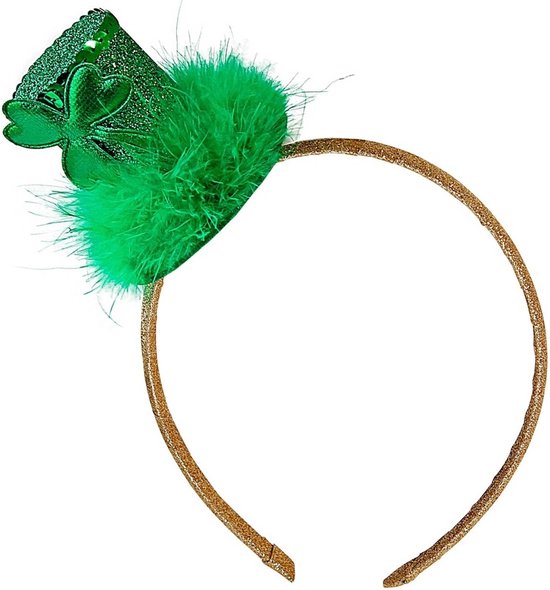 Widmann haarband Sint Patricksday hoedje - groen - one size - textiel - leprechaun accessoire - feesthoedje - dames verkleedaccessoire
