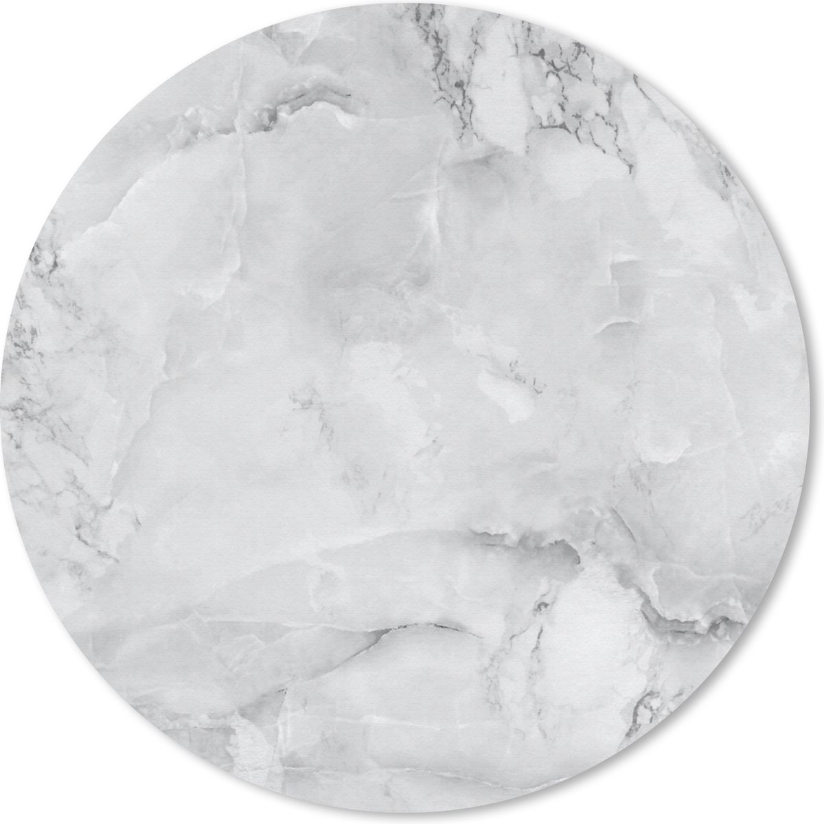 Muismat rond 30x30 cm - Mousepad Marmer - Chic - Structuur - Wit - Ronde muismatten
