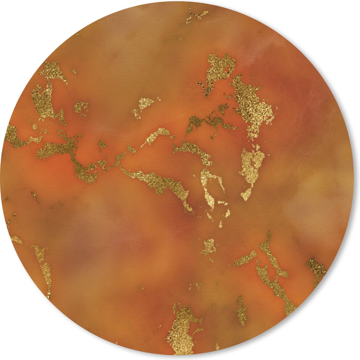 Muismat rond 50x50 cm - Mousepad Marmer - Goud - Oranje - Ronde muismatten