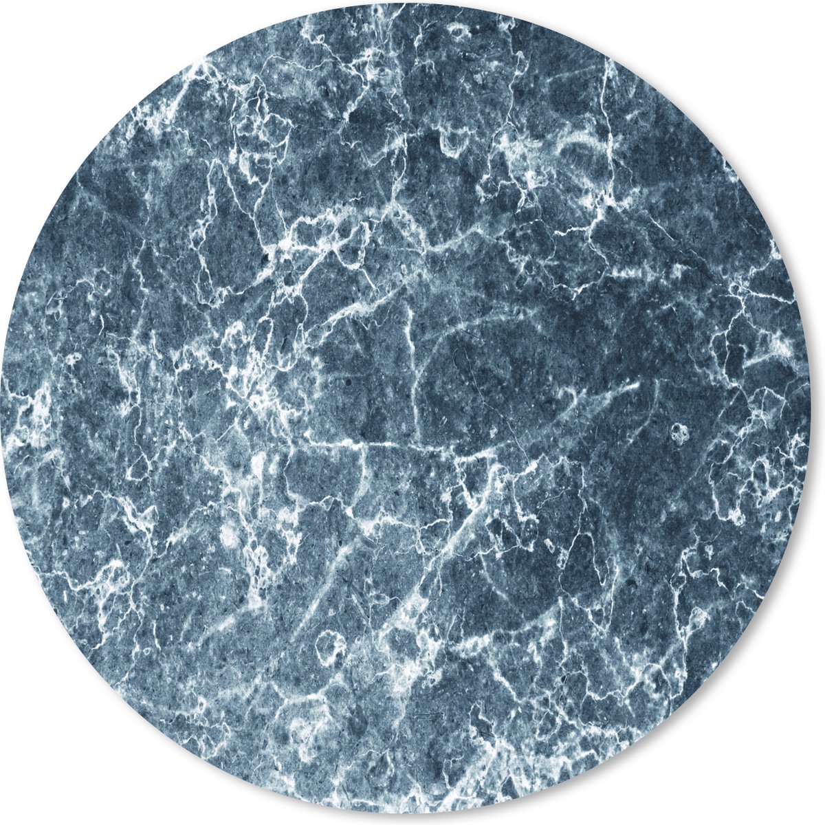 Muismat rond 20x20 cm - Mousepad Marmer - Blauw - Wit - Ronde muismatten