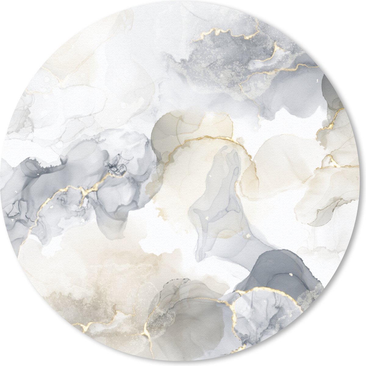 Muismat rond 20x20 cm - Mousepad Marmer - Goud - Zwart - Ronde muismatten