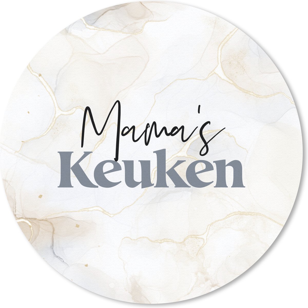 Muismat rond 50x50 cm - Mousepad De keuken is van mama - Koken - Moeder - Marmer print - Kok - Spreuken - Ronde muismatten