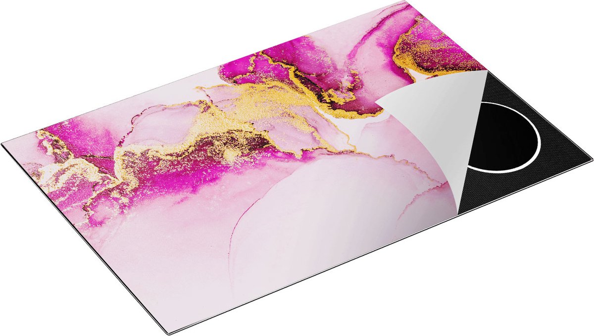 Chefcare Inductie Beschermer Abstracte Kunst - Roze Marmer - 81,6x52,7 cm - Afdekplaat Inductie - Kookplaat Beschermer - Inductie Mat