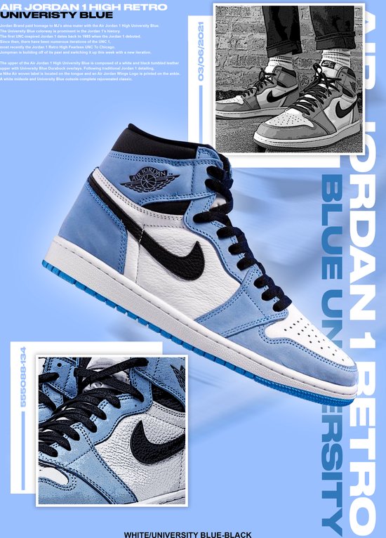 Sneaker Poster Nike Jordan 1 High Blue University 30x40 bol