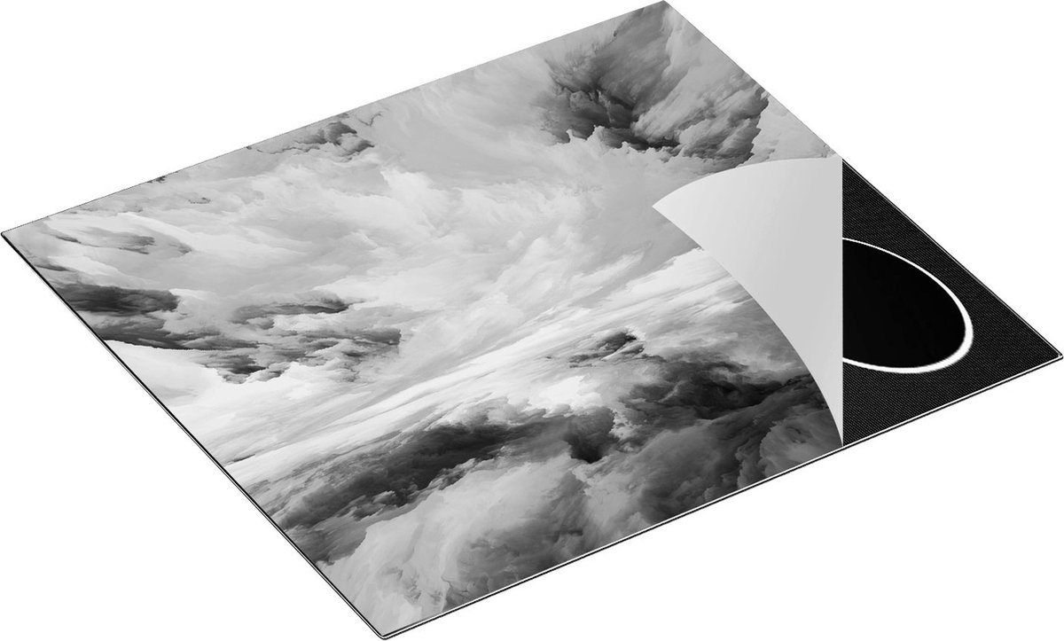 Chefcare Inductie Beschermer Abstracte Kunst - Dromenland - Zwart Wit - 59x51 cm - Afdekplaat Inductie - Kookplaat Beschermer - Inductie Mat