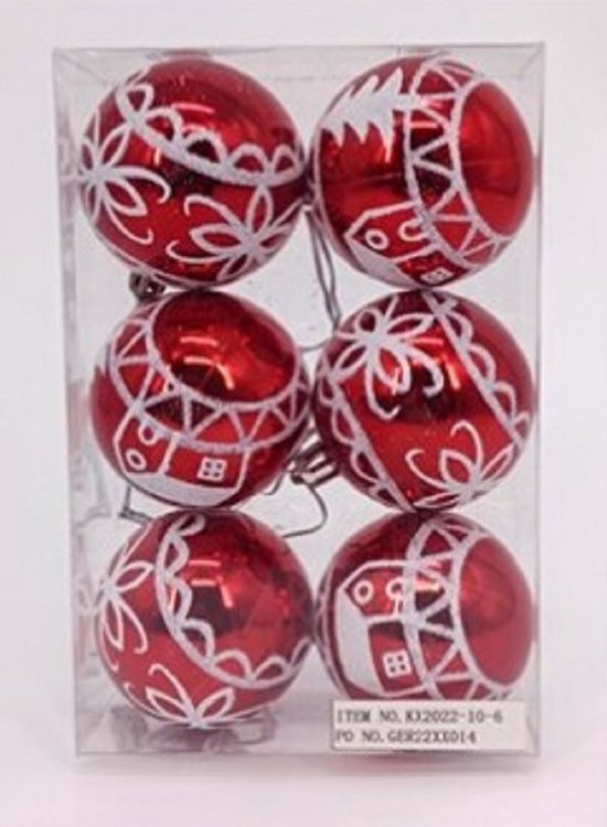 16 stuks kerstballen, 6 cm boomdecoratieset kerstboom hangende ballen voor vakantie thuis kerstfeest decoratie (rood en wit