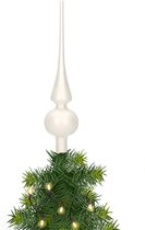Glazen kerstboom piek/topper wit mat 26 cm - Pieken/kerstpieken