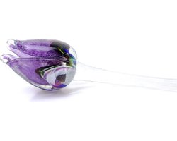 Multi paars tulp - Tulp van glas 50 cm – bloem van glas – glaskunst – beeld van glas geschenk- cadeau