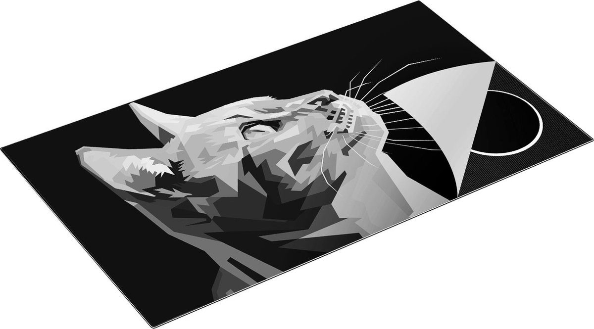 Chefcare Inductie Beschermer Kleurrijke Kat Kijkt naar Boven - Abstract - Zwart Wit - 90x52 cm - Afdekplaat Inductie - Kookplaat Beschermer - Inductie Mat